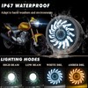 PKEDUO Demon Eye Motorcycle Headlight with Housing Bucket White/Amber DRL