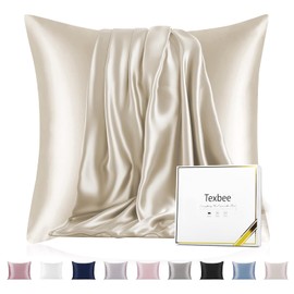 Texbee Silk Pillowcase 80 x 80 cm for Hair and Skin 1 Piece Both Sides Natural Pillowcase Silk with Hidden Zip Soft Breathable Smooth Standard Size Beige