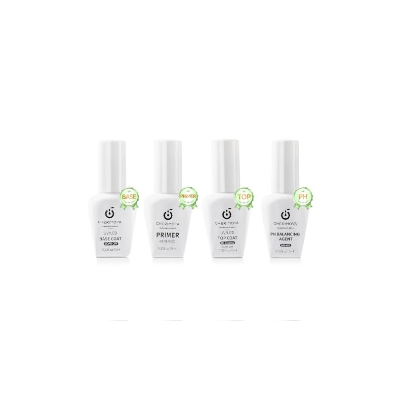 Cherimoya Juego Deshidratador de Primer para Uñas 4 Piezas 15ml