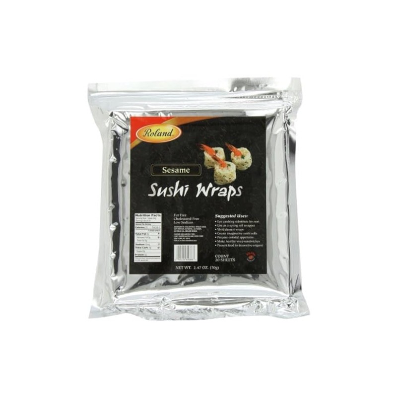 Roland Foods Sesame Sushi Wrap, Sourced in the USA, 20-Count