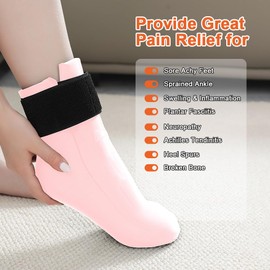highco Ankle Foot Cold Ice Pack Wrap for Swelling,Hot Cold Compression Therapy Foot Ice Cold Packs Boot for Foot and Ankle Swelling, Sprained Ankles,Plantar Fasciitis,Injuries,ice ankle wrap (Pink)