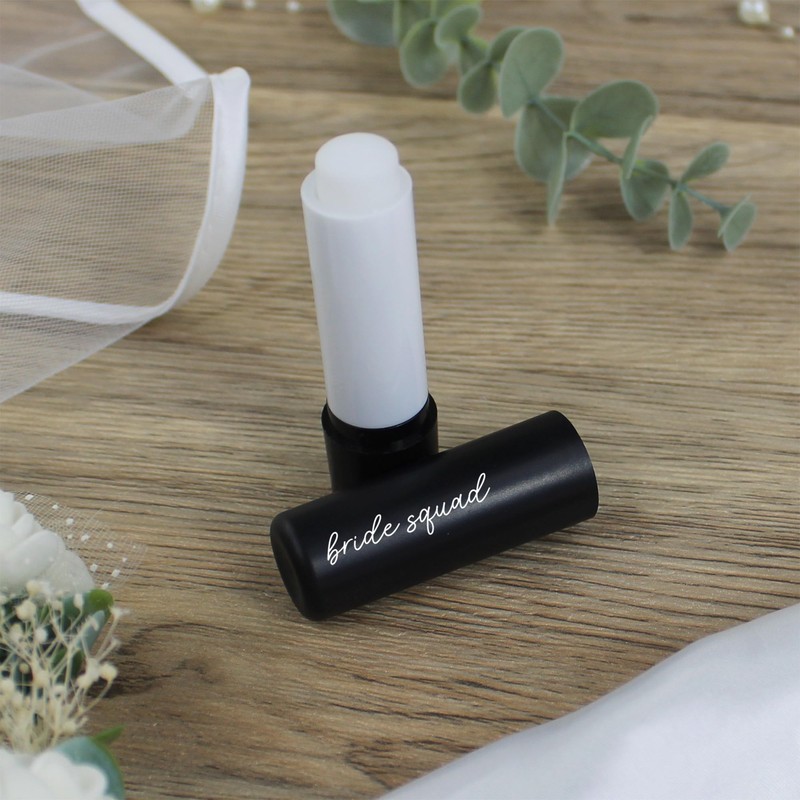 eBuyGB Black Bride Squad Lip Balm, Hen Party Lip Balms,