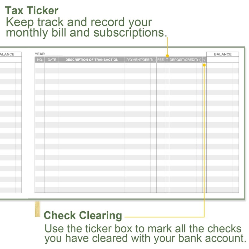 Heveboik Check Registers for Personal Checkbook - 7" x 10"