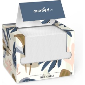 Toallas Faciales Desechables Ourmed Life, 50 Unidades de Toallitas Ultra Suaves y Biodegradables, 10"x12", Sin Pelusa, Eliminadoras de Maquillaje, para Piel Sensible