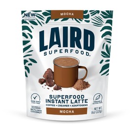Laird Superfood Mocha Instant Latte with Adaptogens – Mocha Latte packed with Antioxidants and Superfood Coconut Creamer – Boost of Functional Fuel – Gluten Free, Non-GMO, Vegan, 8 oz. Bag, Pack of 1