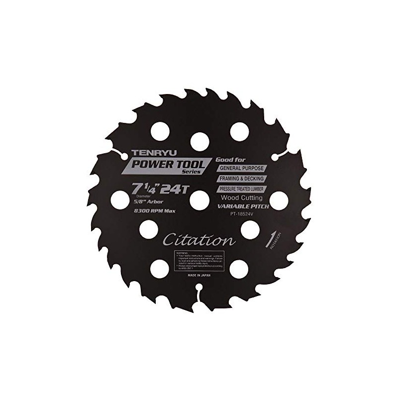 Tenryu PT-18524V 7 1/4" 24t Wood Cut.genrl. General Purpose bla