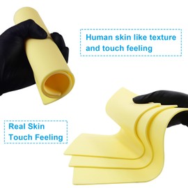 3mm Premium Tattoo Practice Skin, 5Pcs Large Fake Skin Soft Silicone 12"x8" Double-Sided Use Fake Skin for Artists and Beginners Tattoo Supplies