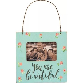 PBK NEW!~Wood Ornament~Mini Picture Holder Frame Sign~"You Are Beautiful"~Flo