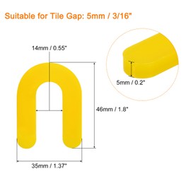 uxcell 500Pcs Horseshoe Shim Tile Spacers 5mm 3/16 Inch U Shape Plastic Wall Floor Tile Spacers for Tile Leveling, Yellow
