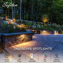 Sofiton Sofiton 4-Pack 12 Inch Hardscape Lighting, 7W 280LM LED Retaining Wall Lights, 2700K-5000K Selectable,12-24V AC/DC, IP65 Waterproof Low Voltage Step Lights Outdoor, ETL Certified