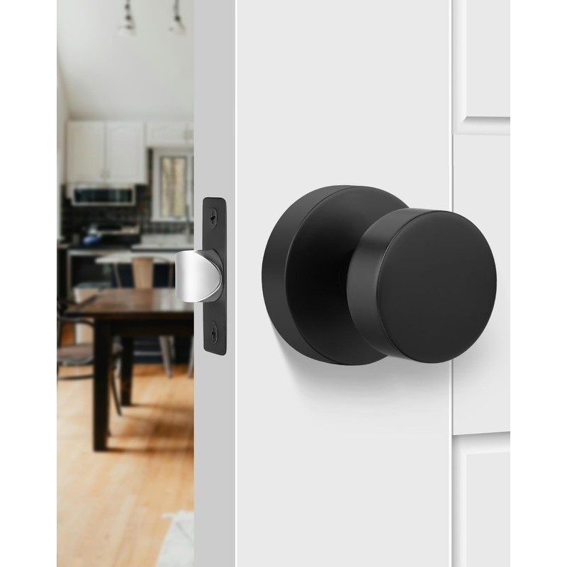 goldenwarm Black Closet Door Knobs, Heavy Duty Zinc-Alloy Passage Matte