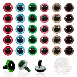 TOAOB 72pcs 12mm Colorful Safety Eyes for Crocheting Craft Stuffed Animals Eyes with Washers for Amigurumis Crochet Bears Dolls Making