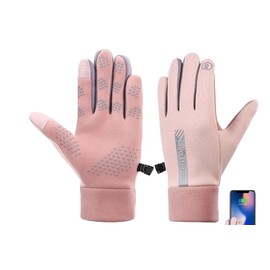 Anmahe Waterproof Gloves Women,Running Gloves Womens,Touchscreen Waterproof Cycling Gloves,Keep Warm in Winter Cycling Gloves Womens,Suitable for Cycling Running Hiking Outdoor Work (Pink)