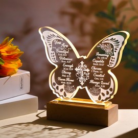 Ornalrist Christian Gifts for Women Inspirational Religious Bible Verses Inspirational Gifts for Her, Catholic Gifts for Mom Friend Sister Christian Crystal Keepsake with Warm LED Light Base