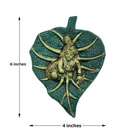 WC_Lord Krishna Statue Krishna Metal Idol Figurine-Krishna God of Love and Divine Joy-Murlidhar Krishna Idol for Indian Religious Festival– Home Decor Item (Leaf Krishna)