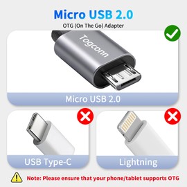 Togconn USB to Micro USB Adapter 4 Pack, Unidirectional Micro USB Male to USB Female 2.0 OTG On-The-Go Cable Converter, Nylon Braided for S7 LG, Flash Drive, Mouse, Keyboard, Game Controller-0.6 Feet