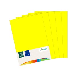 Made in the EU, 50 sheets of coloured paper, neon yellow, A4, 80 g/m², CS paper, printer paper, copy paper, universal paper for printing, crafts and folding in DIN A4 format, paper for home and office