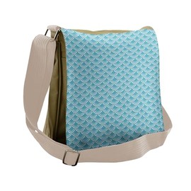 Lunarable Aqua Messenger Bag, Japanese Wave Squama Pattern, Unisex Cross-body