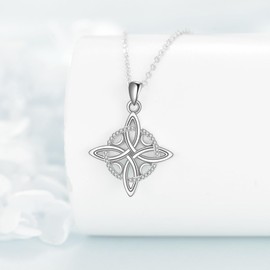 JERWLI Witches Knot Necklace 925 Sterling Silver Witches Original Amuletos de Proteccion Nudo de Bruja Plata Pendant Jewelry Gifts for Women