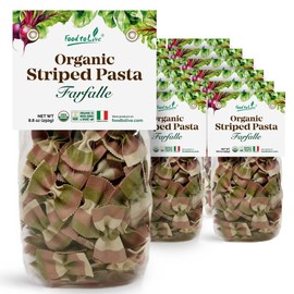 Food to Live Organic Striped Farfalle Pasta, 8.8 oz (Pack of 16) - Italian Artisan Tri-Color Bow-Tie Pasta. Made with Semolina, Beet and Spinach.
