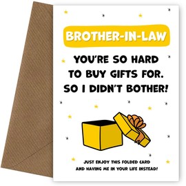 Happy Birthday Brother-in-Law Card for Men - You're Hard to Buy For! Cute, Humorous Keepsake that is Brother-in-Law Birthday Cards for Men