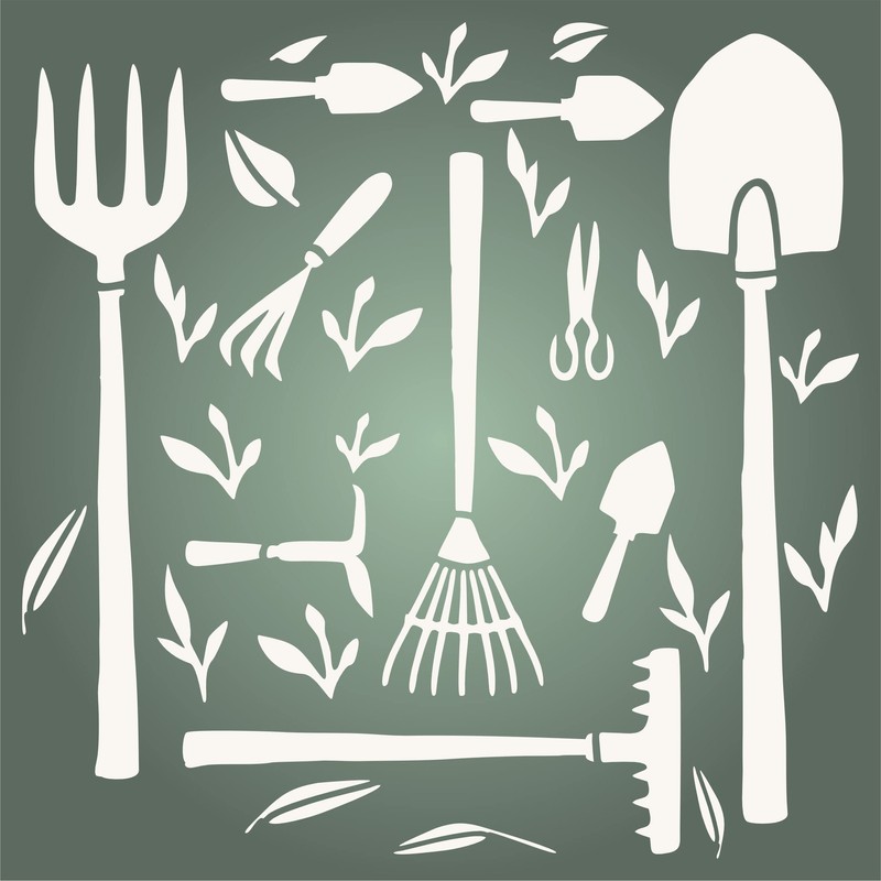 Garden Tools Stencil, 10 x 10 Inch (L) - Hoe