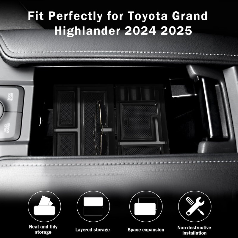 PIUGILH Center Console Armrest Storage Box Compatible with Toyota Grand