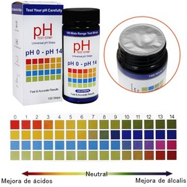 Tiras de Prueba de PH, 100 piezas Kit de Prueba de PH, Método Colorimétrico de Prueba de 15 Segundos Fácil Operación Amplia Aplicabilidad Tiras de PH