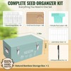 Large Bamboo Wood Seed Storage Organizer Box with Lid, Double-Layer