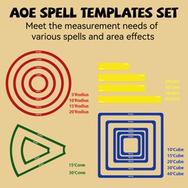 SANKOYO 15 Pcs Area of Effect Spell Templates, DND Spell Templates, Acrylic Spell AOE Damage Template Set, Include 5 Cube 4 Circle 2 Cone 4 Line Templates, Tabletop RPG Gaming Accessories.