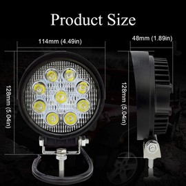 iJDMTOY 27W High Power LED Work Light, Driving Auxiliary Lamp Compatible With Jeep ATV UTV SUV Excavators Forklift Truck Tractor Farming Vehicles & More (Round Shape)