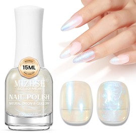 MIZHSE Nail Polish: 15Ml Mermaid Pearl Nail Polish Blue Aurora Effect Nail Polish, Fingernail and Toenail Polish Glossy Long Lasting Nail Polish Trendy DIY at Home Nail Gift Spree