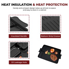 SleekPan Smokeless Grill Pan – Premium Aluminum, Non-Stick,Portable Grill Compact Design with Tilt Mechanism for Oil Drainage – Ideal for Indoor and Outdoor Grilling