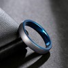 4mm Mens Womens Tungsten Ring Blue Two Tone Engraved I