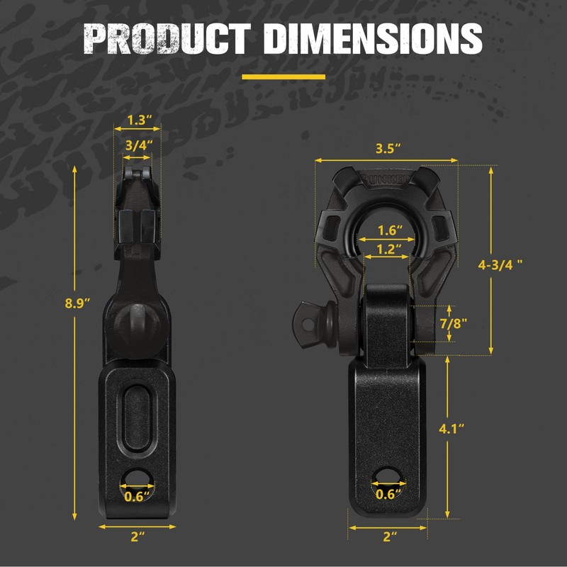 BUNKER INDUST Shackle Hitch Receiver 3/4" D Ring Shackle w/Trailer