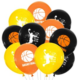 24PCS Basketball Balloons Basketball Party Decorations, HADEEONG Latex Balloons 12 Inch Sports Balloons Sports Party Favor for Sports Game/Basketball Match/Photo Props