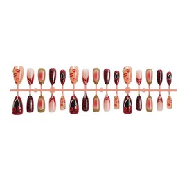 Red Press on Nails Cherry Fake Nails French Tip False Nail with Lip Print Design Glossy Full Cover Glue on Nails Reusable Artificial Acrylic Leopard Print Stick on Nail for Women Manicure 30Pcs
