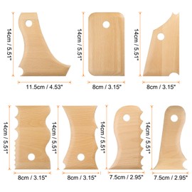HARFINGTON 7pcs Pottery Ribs Trimming Tools Pottery Profile Rib Wooden Foot Shaper Rib Foot Forming Tool Texture Rib Beech Wood for Carving Ceramics Clay