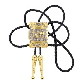 xinqida Fashion Bolo Tie Cowboy Horse Prayer Cross Western Necktie Bolo Tie Gold, Large