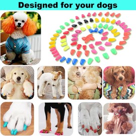 VICTHY 120pcs (12 Colors) Dog Nail Caps | Dog Claw Covers Dog Nail Covers with Adhesives Glue and Applicators（XXL）