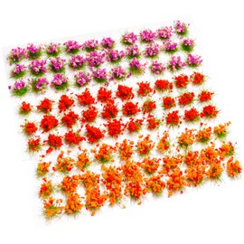 90 Pcs DIY Miniature Colorful Flower Cluster Flower Vegetation Groups Static Grass Tufts for Train Landscape Railroad Scenery Sand Military Layout Model Miniature Bases and Dioramas