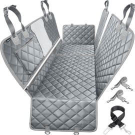 URPOWER 6 in 1 Dog Car Seat Cover, 60/40 Split Dog Seat Cover for Back Seat 100% Waterproof Dog Car Hammock Nonslip Backseat Dog Cover with Mesh Window Pet Seat Protector for Cars, Trucks and SUVs