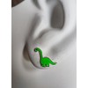 Sterling Silver Green Dinosaur Earrings .925
