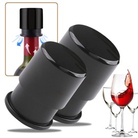 FENG ZHENG Wine Stopper Wine Stopper for Longer Freshness Vacuum Storage Antioxidant Cap Vacuum Pump Black (2)
