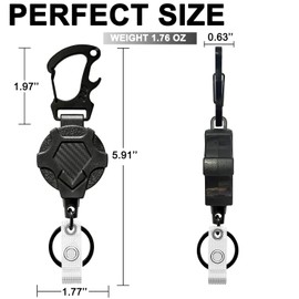 2Pack Heavy Duty Retractable Keychain, Tactical ID Badge Holder Reel Carabiner Clip with Magnetic Closure for Men