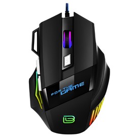 Nexurion Reaper Z Pro Gaming Mouse - 3600 DPI, 7 Macro Buttons, 10 Color-Changing RGB Backlight, 4 Adjustable DPI Levels - Midnight Black
