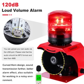 Saladulce Industrial Strobe Alarm Outdoor Alarm Siren and Strobe SF512 Emergency Warning Light Alarm 120dB with Remotes (AC110V) (AC 110V Without Plug)