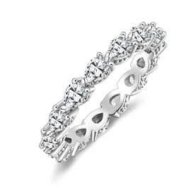 SHINYSO Wedding Bands for Women Silver Cubic Zirconia Ring CZ Stackable Rings Eternity Engagement Rings for Women Size 6.5