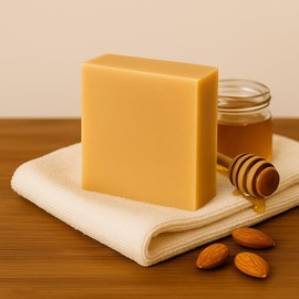 FABLE ORANGE Handmade Honey & Almond Milk Soap, Organic Natural Ingredients, Moisturizing, 130g, For All Skin Types, Made in USA