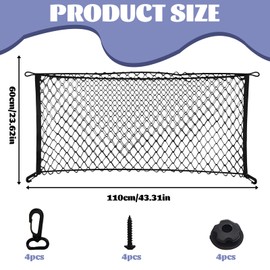 JazRvr Car Luggage Net, 13-Piece Set with Luggage Net and Accessories, Boot Net Organiser for Travel and Camping, 110 x 60 cm